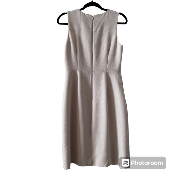 J Crew Sleeveless Cream Sheath Dress with Faux Leather Detail size 6 - Picture 3 of 14